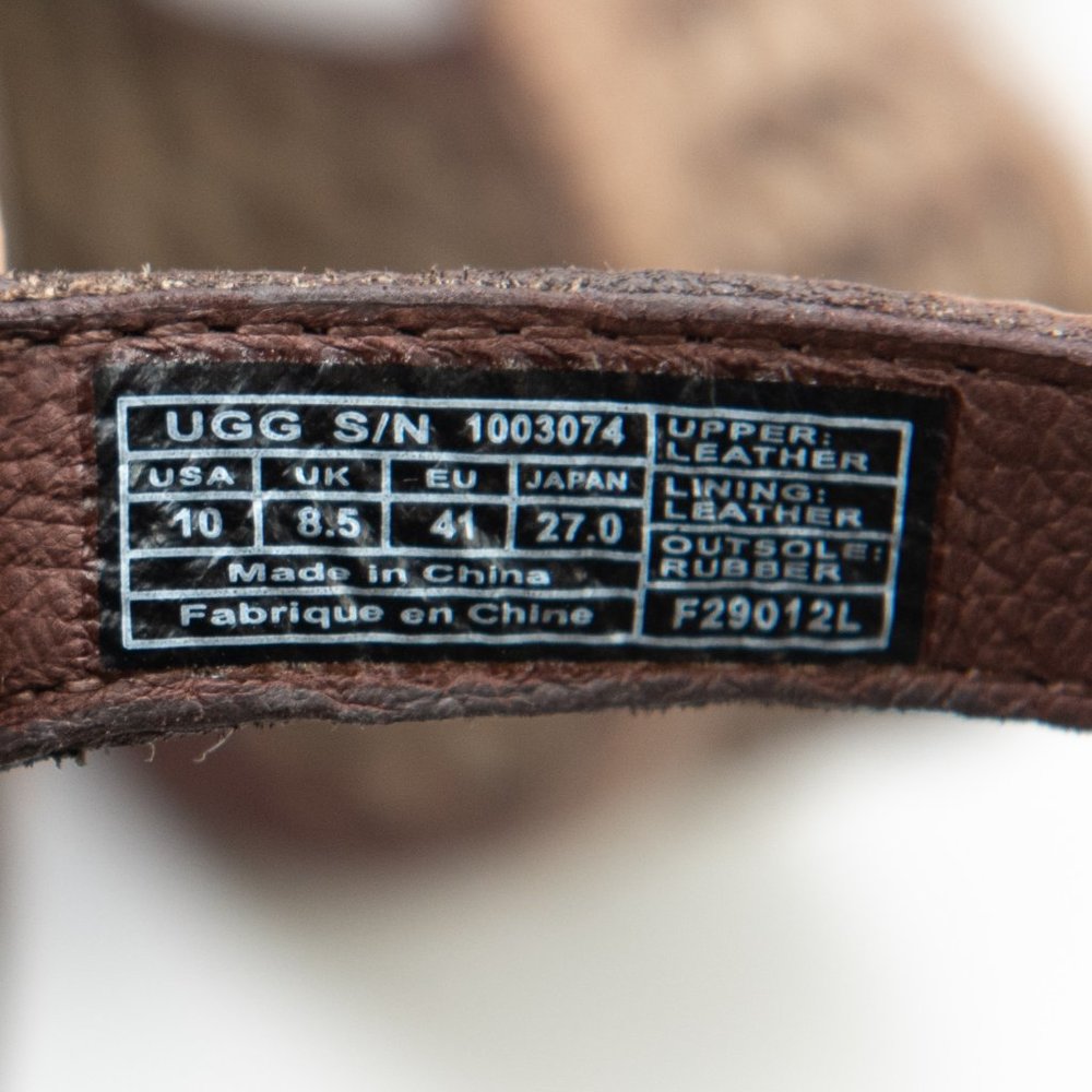 UGG Assia Sandals Leather Braided Straps Platform Wedge Heel Shoes Brown Size 10 - Picture 5 of 10